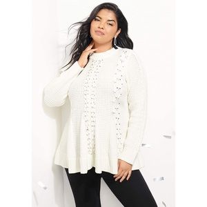 Roaman's Fit And Flare Ivory Pullover Sweater 22